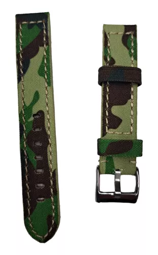 Correas Reloj Diloy Cuero Y Tela 18 Mm camuflaje