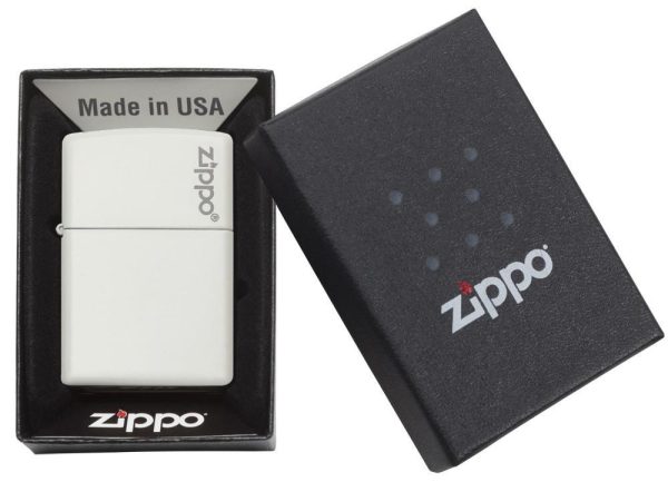 Encendedor Zippo Zp214zl Classic White Matte Logo - Imagen 2