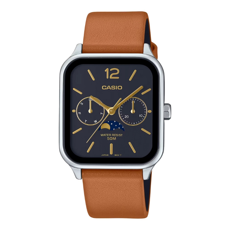 Reloj Casio Análogo MTP-M305L-1AV Moonphase Correa de Cuero