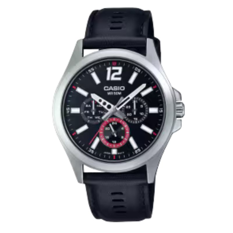 Reloj Mtp-E350l-1bv Hombre Analogo Cuero
