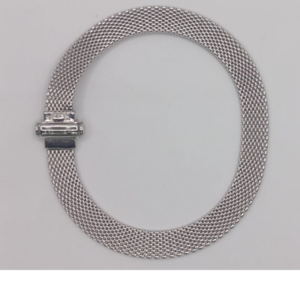 KRN FLAT CA2 Pulsera de Plata Malla Rodio Broche Cassete UNISEX
