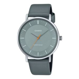 Reloj Casio Standard analógico de cuarzo con correa de cuero y esfera gris MTP-VT04L-8E