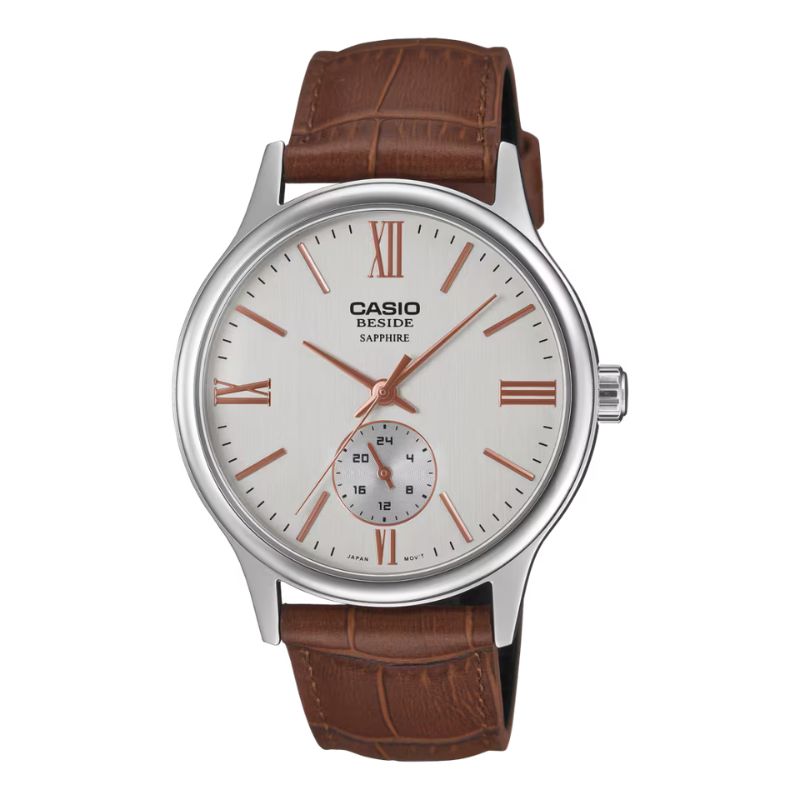 Reloj Casio Hombre Cuero y Cristal Zafiro BMS-100L-5AV