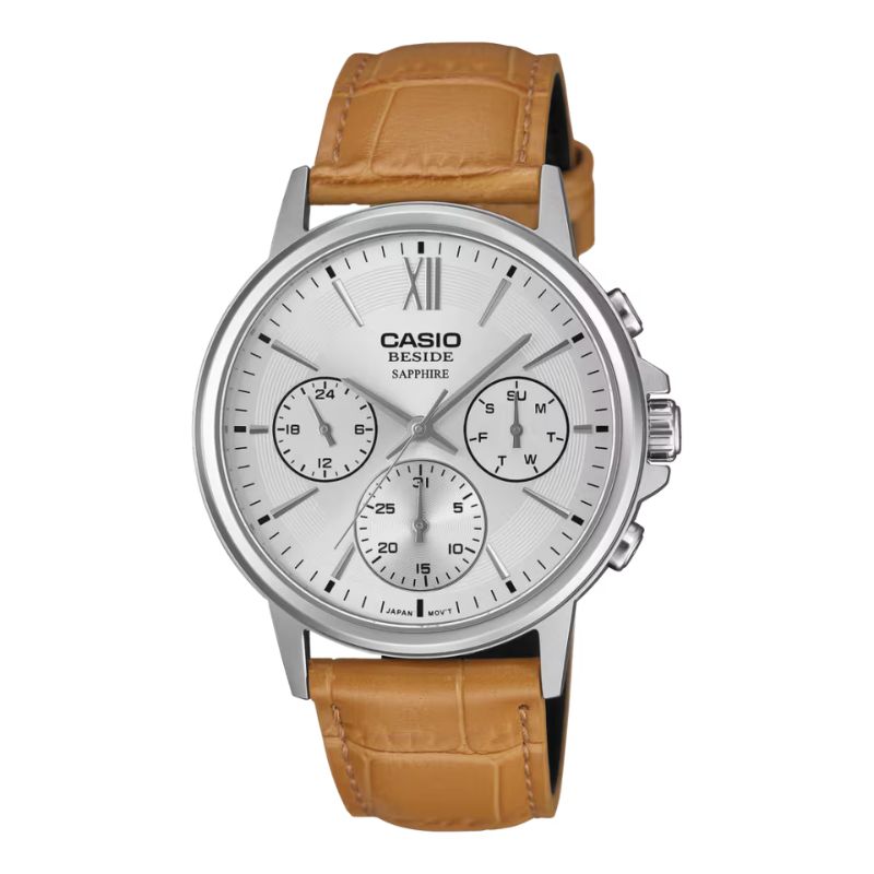 Reloj Casio Hombre Cuero y Cristal Zafiro BMS-300L-5A