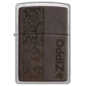 ENCENDEDOR ZIPPO Brown Leather Emblem – Zippo Design ZP46920