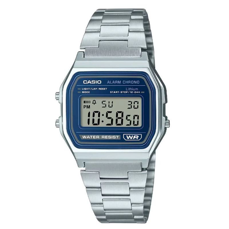 Reloj Casio Vintage Unisex Plateado Azul A-158WEA-2