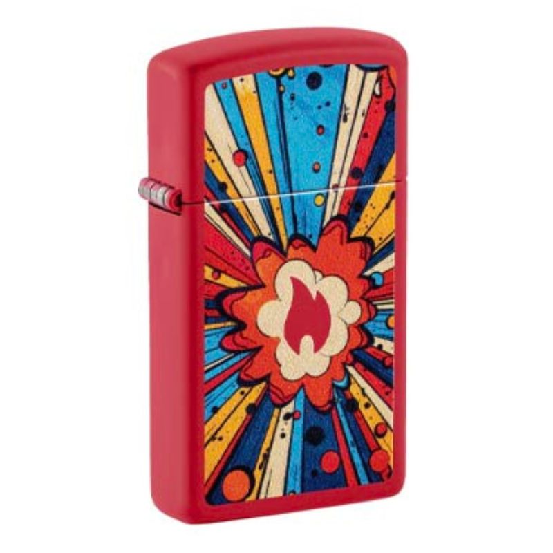 Zippo Lighter Cosmic Blast Design Red Matte Slim ZP46716