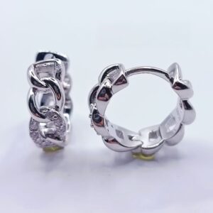 Aros de plata  Rodio Argolla Eslabon 8124FESWSH1