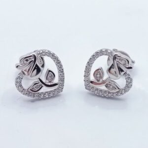 Aro de plata Rodio Corazon y Rosa SE91972AB1T