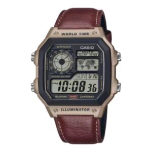 Reloj World Time Royale Casio Vintage AE-1200WHL-5AV Correa de Cuero