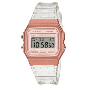 Reloj Casio Vintage Rosé Correa Traslúcida F-91WS-7A3