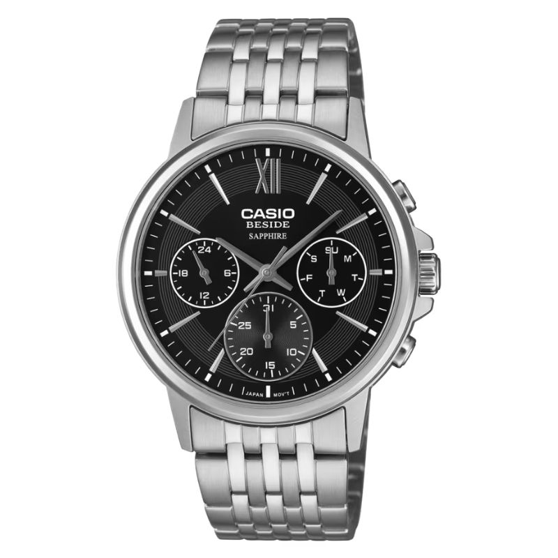 Reloj Casio Hombre Cuero y Cristal Zafiro BMS-300L-1A