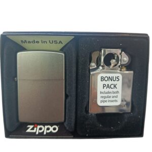 Encendedor Zippo CHROME & Pipe Insert ENCENDEDOR SATIN CHROME